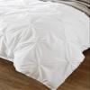 HR Luxury Linen Soft Luxurious 4-Piece Pinch Pleated Pintuck Decorative Quilt Duvet Cover Set with Comforter 100% Cotton 400 Thread Count Duvet Insert (Oversized Super King, White) view 2