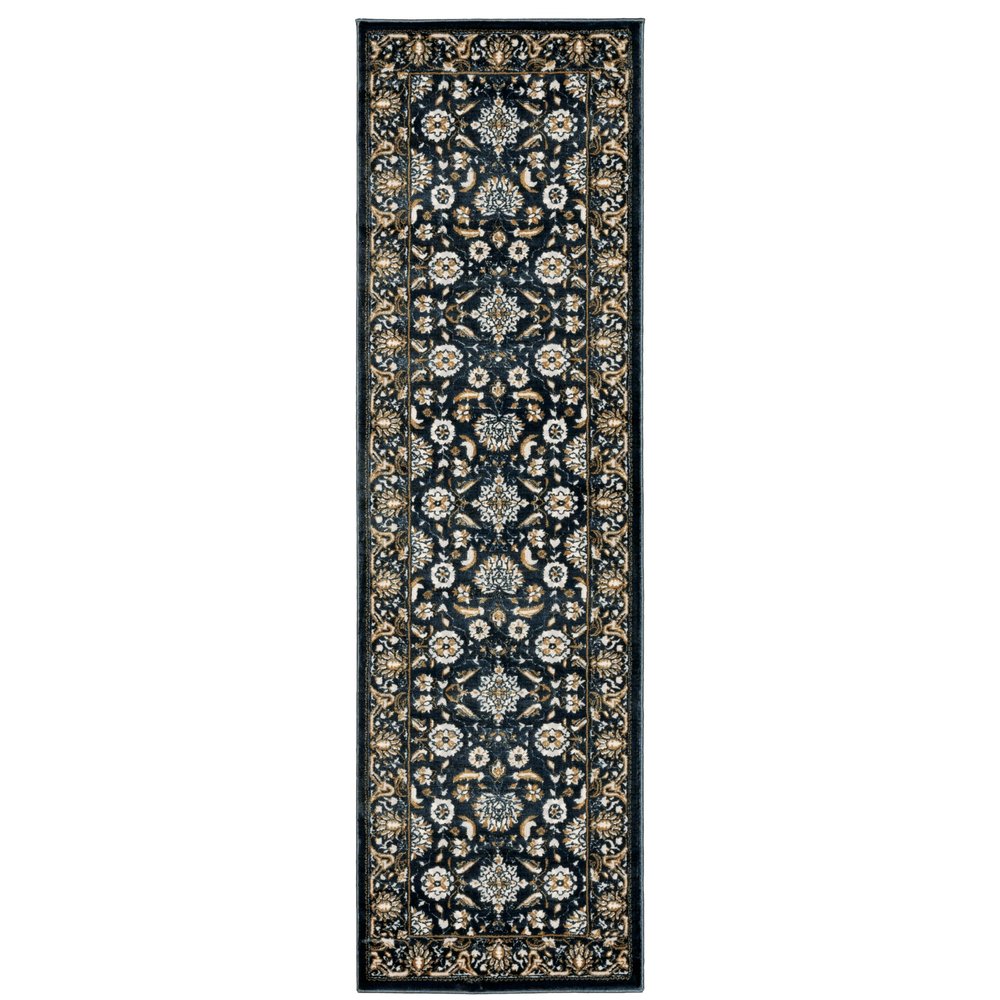 Oriental Weavers Bowen Area Rug - 534L2-2'3" x 7'6" - in Navy/Gold - Vintage Inspired, Stain Resistant, Family and Pet Friendly, Entryway, Hallway Runner Rug