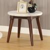 acme AC-82892 End Table, 24" Dia x 22" H, White Marble & Walnut view 2