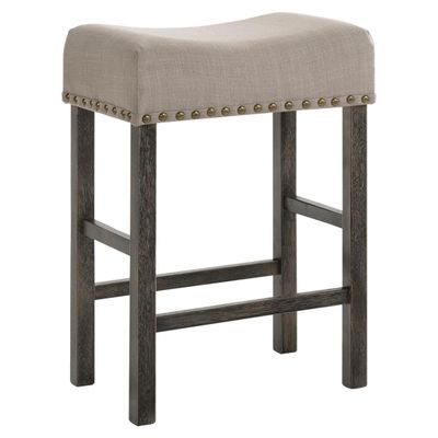 Acme Martha II Counter Height Stool in Tan Linen and Weathered Gray (Set of 2)
