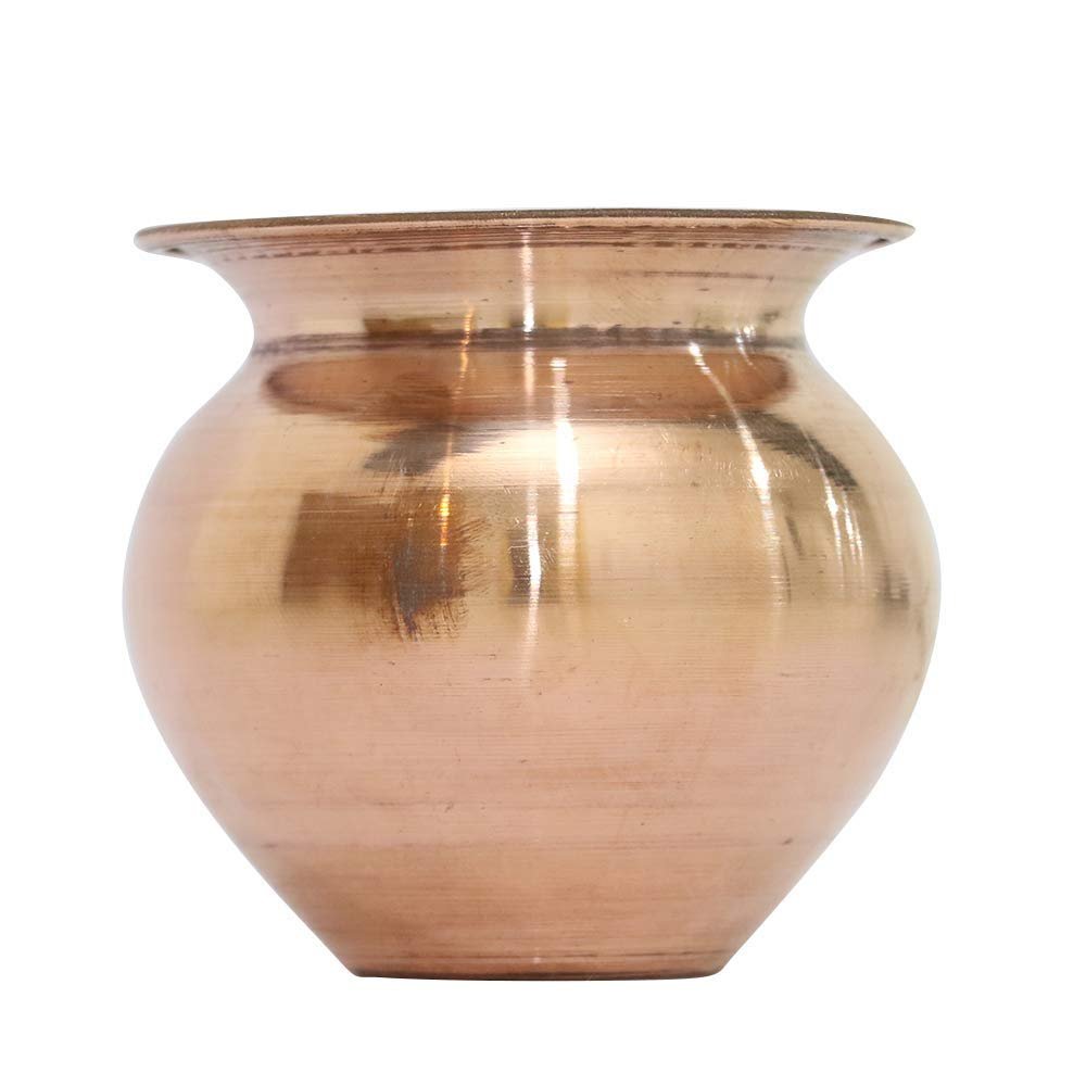 Copper Kalash Lota Pot, Puja Wedding Purpose Temple, Home and Perfect for gift.Capacity 500 ML,100% Pure Copper Vessel Lota Kalash, (Size in inches 4 x 4.2 x 4)1 Pc