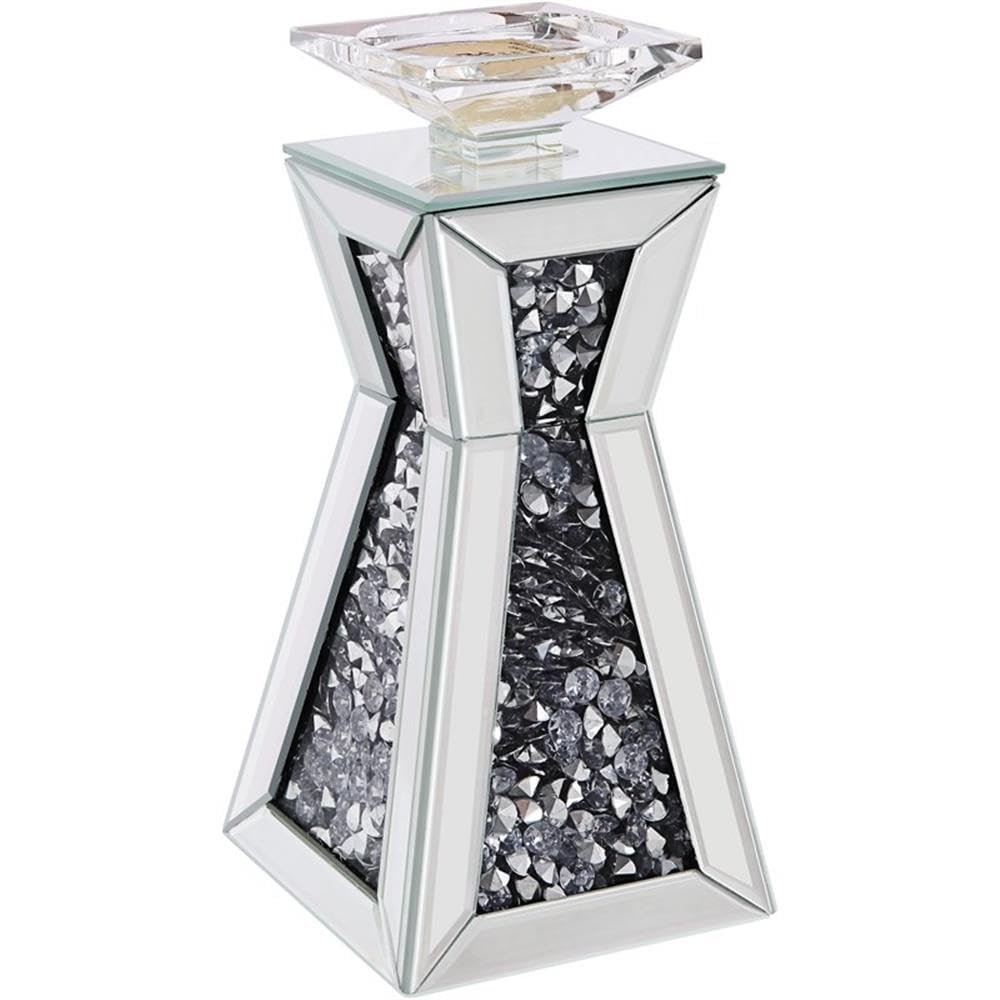 Acme Nowles Accent Candleholder in Mirrored and Faux Stones