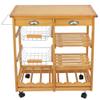 Thaweesuk Shop Stainless Steel Baskets Kitchen Cart Island Rolling Home Dining Wooden Trolley Storage Modern Cabinet 26.5"x14.75"x29.5" (LxWxH) of Set view 1