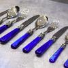 EME Napoleon Stainless Cutlery Dessert Set Silverware Flatware Set 3pcs Fork Spoon Knife (Blue, 12) view 3