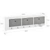 SoBuy Wall Shelf with Hooks, Coat Rack Wall Mounted with Shelf, Entryway Wall Cubby Storage Cabinet Unit with 3 Baskets 5 Hooks, Wihte, FRG282-W view 2