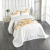 Ambesonne Fall Bedspread, Branch Pale Autumn Leaves and Birds Natural Change in Season Summertime Print, Decorative Quilted 3 Piece Coverlet Set with 2 Pillow Shams, Queen Size, Yellow Cream view 1