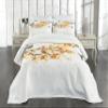Ambesonne Fall Bedspread, Branch Pale Autumn Leaves and Birds Natural Change in Season Summertime Print, Decorative Quilted 3 Piece Coverlet Set with 2 Pillow Shams, Queen Size, Yellow Cream view 2