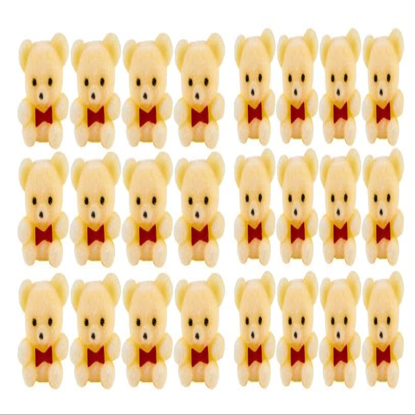 Factory Direct Craft Package of 24 Sitting Flocked Yellow Miniature Teddy Bears - Tiny Bear Shaped Figurines (Size: 1 inch)