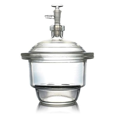 KimLab 240mm / 9.5" Lab Glass Vacuum Desiccator with Porcelain Plate, Ground Glass Stopcock