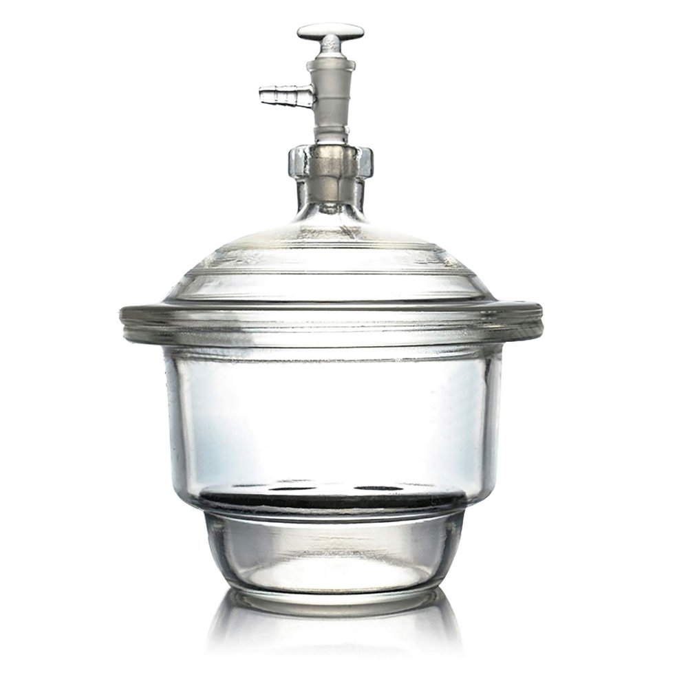KimLab 240mm / 9.5" Lab Glass Vacuum Desiccator with Porcelain Plate, Ground Glass Stopcock