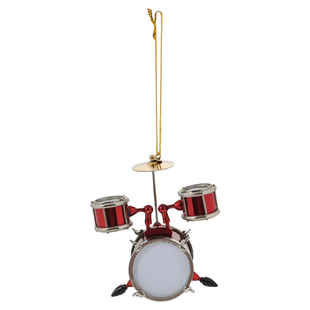 Broadway Gifts Co Red Junior Drum Set 4 inch Wood and Brass Hanging Ornament