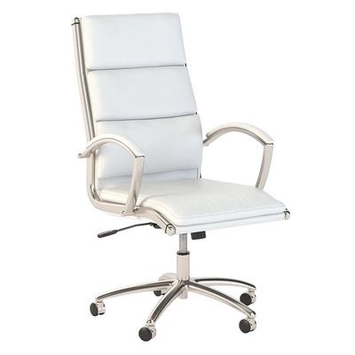 Bush Business Furniture 400 Series High Back Leather Executive Office Chair in White
