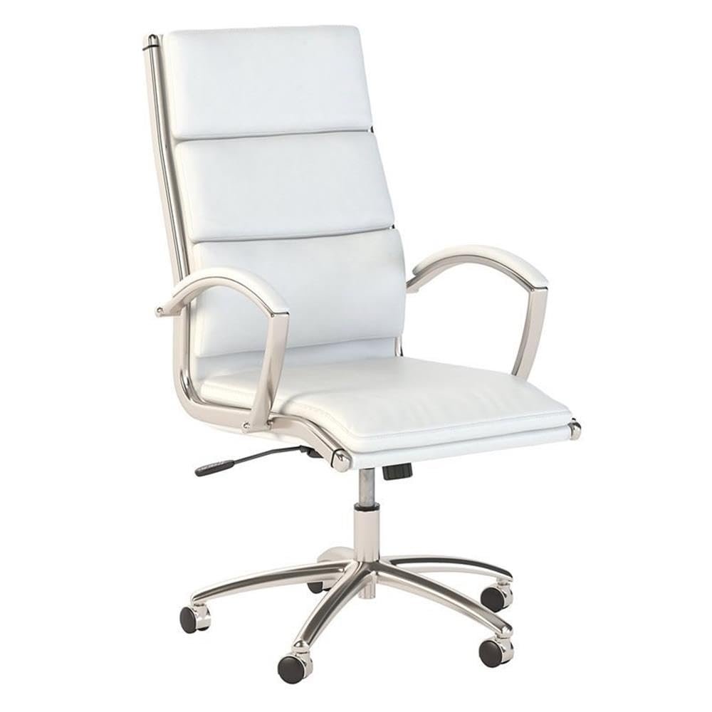 Bush Business Furniture 400 Series High Back Leather Executive Office Chair in White