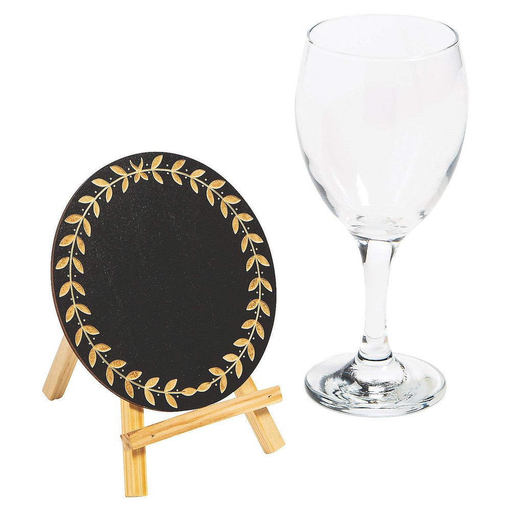 Fun Express - Round Laurel Chalkboards W/Easel (6pc) for Wedding - Home Decor - Decorative Accessories - Home Accents - Wedding - 6 Pieces