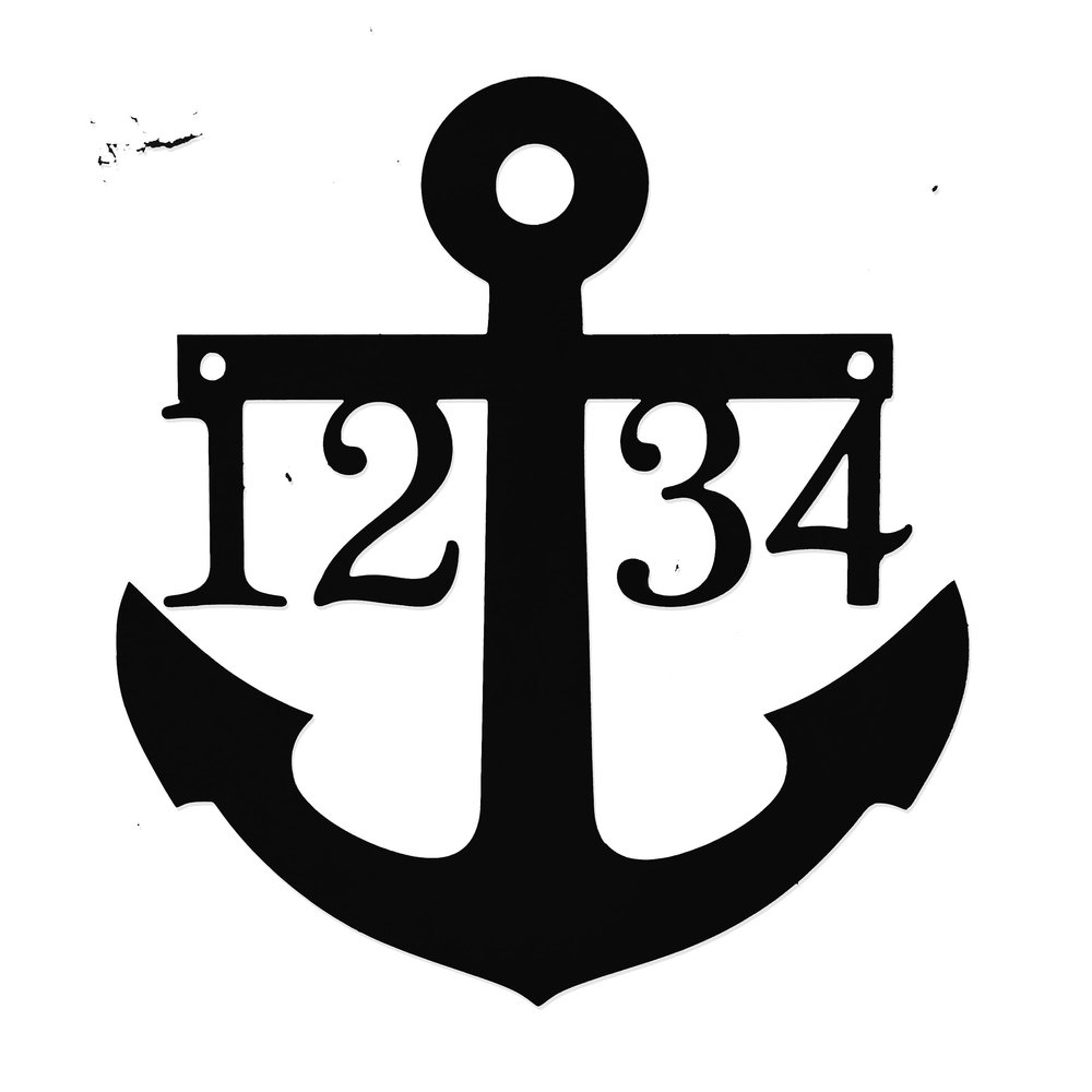 Anchor Address Plaque 15" Coastal House Numbers House Numbers Plaque Beach Nautical House Numbers for Beach House Outside Modern House Numbers Home Address Plaque