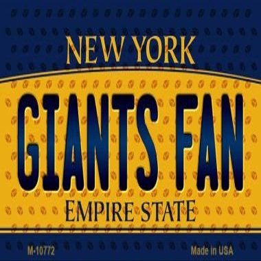 Giants Fan New York State License Plate Tag Magnet M-10772