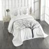 Ambesonne Tree Bedspread Set, Old Withered Oak Crown Without Leaves Tree Branches Rustic Theme Illustration, 3 Piece Decorative Bedding Coverlet and 2 Pillow Shams, Queen Size, Charcoal Grey White view 1