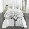 Ambesonne Tree Bedspread Set, Old Withered Oak Crown Without Leaves Tree Branches Rustic Theme Illustration, 3 Piece Decorative Bedding Coverlet and 2 Pillow Shams, Queen Size, Charcoal Grey White view 2