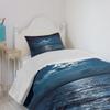 Ambesonne Night Bedspread Set, Majestic Dramatic Sky Clouds and Full Moon Over Seascape Calm Tranquil Ocean, 3 Piece Decorative Bedding Coverlet and 2 Pillow Shams, Twin Size, Dark Blue White view 4