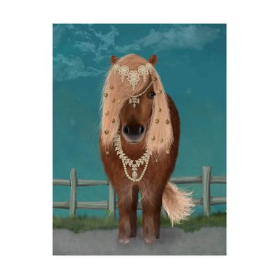 Trademark Fine Art Horse Brown Pony with Bells, Full by Fab Funky, 14x19