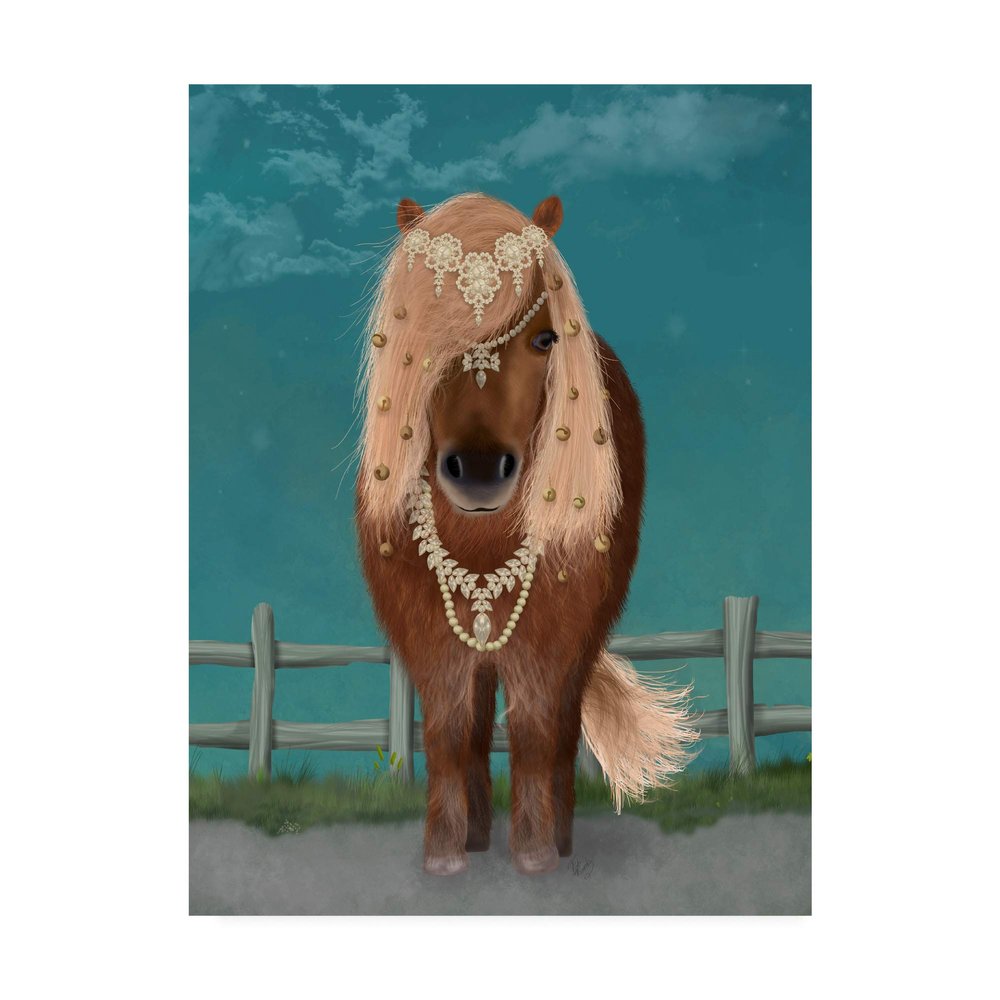 Trademark Fine Art Horse Brown Pony with Bells, Full by Fab Funky, 14x19