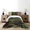 Ambesonne Camo Bedspread Set, Graphic Uniform Inspired Camouflage Clothing Design, 3 Piece Decorative Bedding Coverlet and 2 Pillow Shams, Twin Size, Green Brown Forest Green view 2