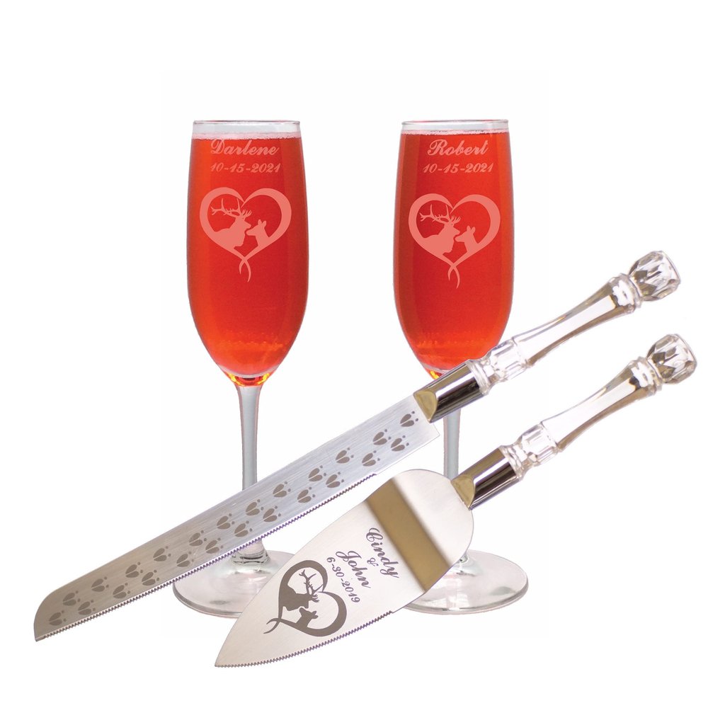 Aaron's Etching ELk Wedding set