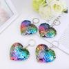 12 Pack Gliiter Heart Sequin Key Chain, Flip Sequins Key Ring Charm, Birthday, Wedding, Party Favors, Gifts view 3