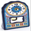 ART ESCUDELLERS Clock/Wall Clock Model 02, Decorative Ceramic Clock for Hanging Handpainted with The Dry Rope (cuerda seca) Technique Blue. 4,53" x 7,28" x 1,57" view 1