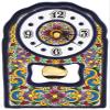 ART ESCUDELLERS Clock/Wall Clock Model 03, Decorative Ceramic Clock for Hanging Handpainted with The Dry Rope (cuerda seca) Technique Blue. 4,53" x 7,28" x 1,57" view 2