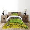 Ambesonne Dragon Bedspread Set, Creature Sleeping on a Pile of Gold and Scared Knight Peering Over Cartoon, 3 Piece Decorative Bedding Coverlet and 2 Pillow Shams, Twin Size, Charcoal Black view 2