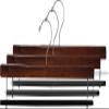 The Great American Hanger Company Walnut Finished Wooden Pants Hanger with Flocked Velvet Bar, (Box of 10) Extra Long 16 Inch Big Wood Bottoms Hangers view 2
