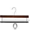 The Great American Hanger Company Walnut Finished Wooden Pants Hanger with Flocked Velvet Bar, (Box of 10) Extra Long 16 Inch Big Wood Bottoms Hangers view 3