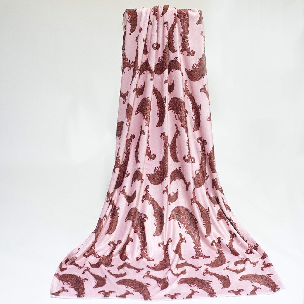 Fabric Textile Products Paisley Dolphin Mircofleece Throw Blanket 50"x60"