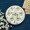 12" White Marble Design Ceramic Passover Seder Plate view 2