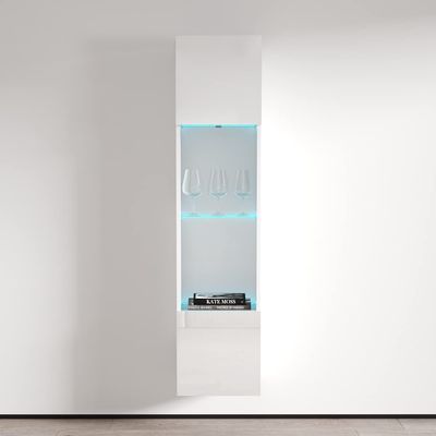 Meble Furniture Wall Mounted Bookcase Cabinet (Type-42) - Rectangular Shape Modern Floating Storage Bookcase - Durable Wooden Fly Modular Cabinet with High Gloss Finish - White