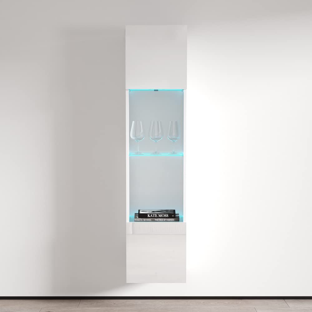 Meble Furniture Wall Mounted Bookcase Cabinet (Type-42) - Rectangular Shape Modern Floating Storage Bookcase - Durable Wooden Fly Modular Cabinet with High Gloss Finish - White