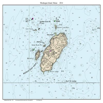 Monhegan Island - 2014 Maine Nautical Map - Harbor Custom Reprint - Chart 13301