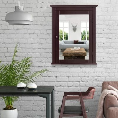 Idea Decor Room, Medicine Cabinet Single Mirror Door Wall Mount Kitchen Laundry Storage Cabinet Door Organizer Storage Wood Shelf