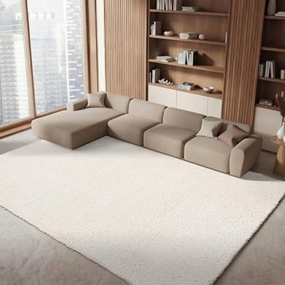 SAFAVIEH Area Rug 8x10 - August Shag Collection - Large - Ivory, Solid Pattern, Non-Shedding & Easy Cleaning, Plush Thick Pile, Ideal for Living Room, Bedroom, Dining Space (AUG900C)