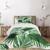 Ambesonne Palm Leaf Bedspread Set, Realistic Vivid Leaves of Palm Tree Growth Ecology Botany Themed Print, 3 Piece Decorative Bedding Coverlet and 2 Pillow Shams, Twin Size, Fern Green White view 1