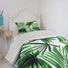 Ambesonne Palm Leaf Bedspread Set, Realistic Vivid Leaves of Palm Tree Growth Ecology Botany Themed Print, 3 Piece Decorative Bedding Coverlet and 2 Pillow Shams, Twin Size, Fern Green White view 4