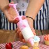 Sisileeda 8-Piece Plastic Pink Round Cake Piping Tip Set - Icing Piping Syringe Gun - Cake Decorating Tool Set view 1