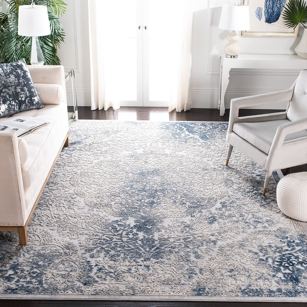 SAFAVIEH Area Rug 8x10 - Invista Collection - Large - Grey & Blue, Modern Abstract Design, Non-Shedding & Easy Cleaning, Ideal for Living Room, Bedroom, Office, Dining Space (INV403M)