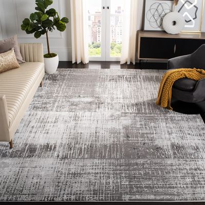 SAFAVIEH Craft Collection Area Rug - 6'7" Square, Grey & Dark Grey, Modern Abstract Design, Non-Shedding & Easy Care, Ideal for High Traffic Areas in Living Room, Bedroom (CFT874H)