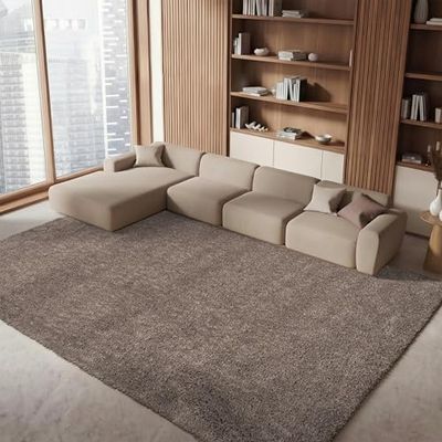 SAFAVIEH Area Rug 8x10 - August Shag Collection - Large - Taupe, Solid Pattern, Non-Shedding & Easy Cleaning, Plush Thick Pile, Ideal for Living Room, Bedroom, Dining Space (AUG900R)
