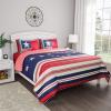 Bedford Home 2-Piece Quilt and Bed Set  Hypoallergenic Polyester Microfiber Glory Bound Patriotic Americana Flag Print All-Season Blanket with Shams by LHC (TXL), Deep Red, Antique White, Navy Blue view 1
