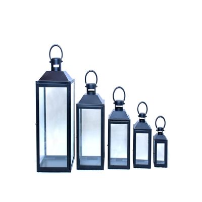 American Mantle Decorative Wood and Glass Candle Lanterns - 1 Large Piece (5, Black)