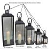 American Mantle Decorative Wood and Glass Candle Lanterns - 1 Large Piece (5, Black) view 2