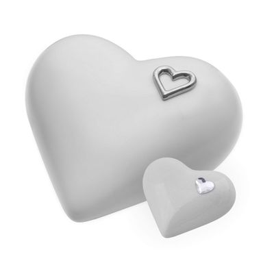 Elegant Heart Shaped Ceramic Cremation urn for Ashes.Unique Memorial Adult Funeral Urn (Gray+Keepsake)